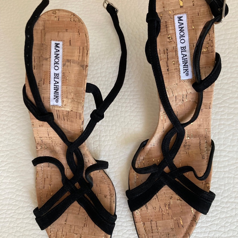 Manolo Blahnik Black Strappy Sandals